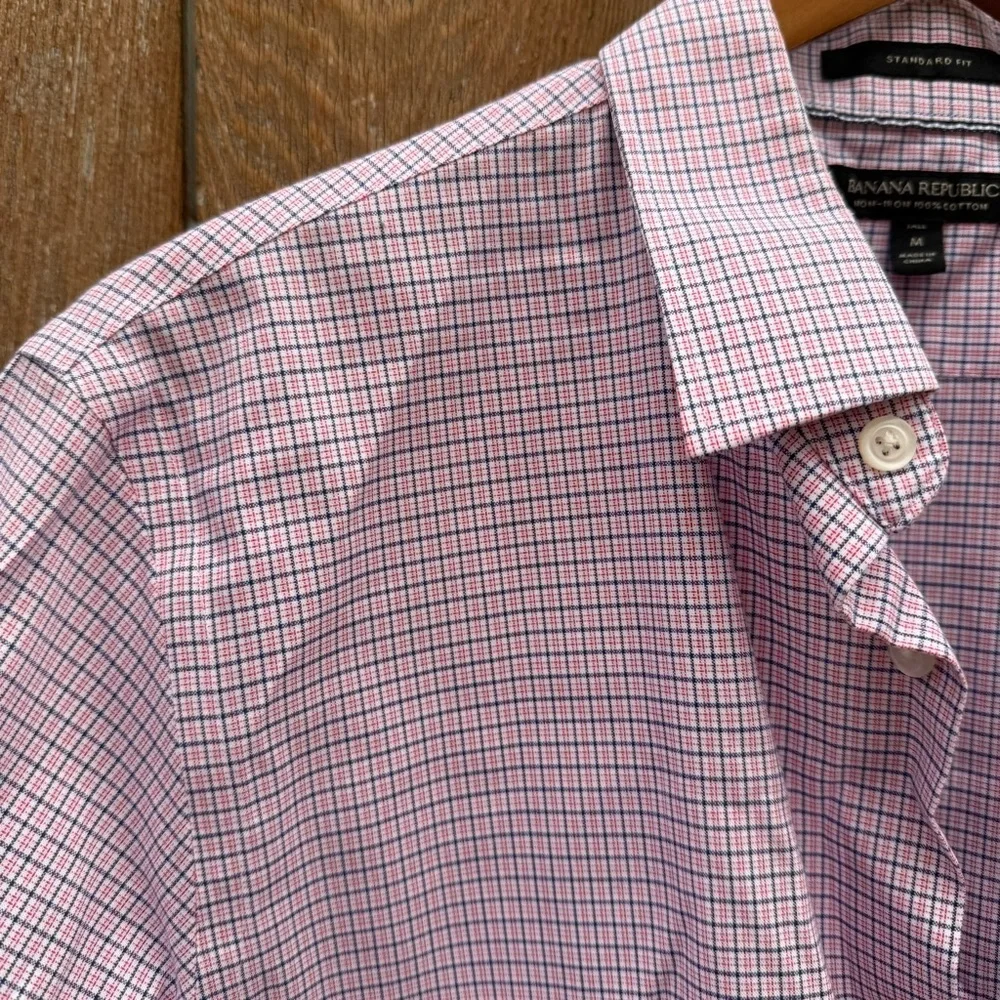 BANANA REPUBLIC Men's Blue Red Plaid Long Sleeve Button Down Shirt Medium Tall